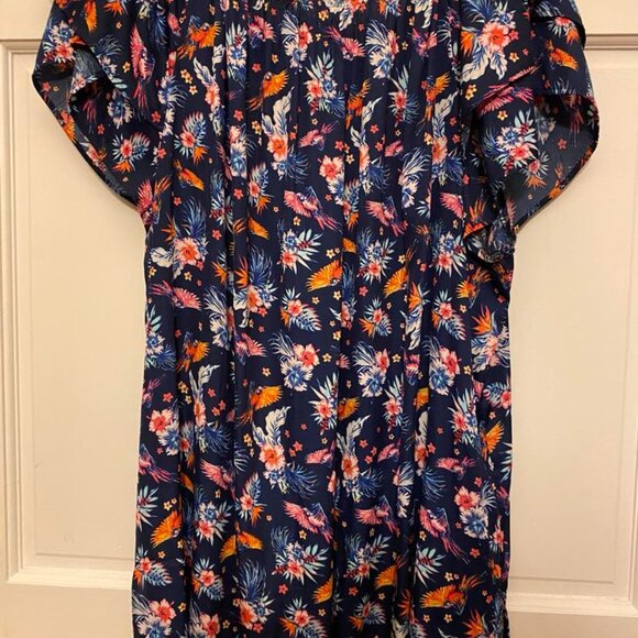 Soft navy blouse with bright print, Terra & Sky 3X - Picture 6 of 8